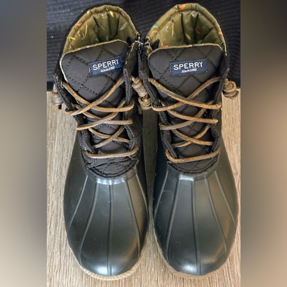 Sperry Too Sider Black Quilted Saltwater Duck Boots - Picture 1 of 14